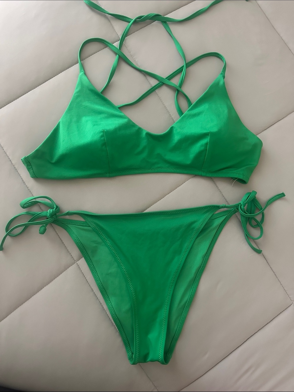 aerie Bright Green Strappy Tie-Side Bikini